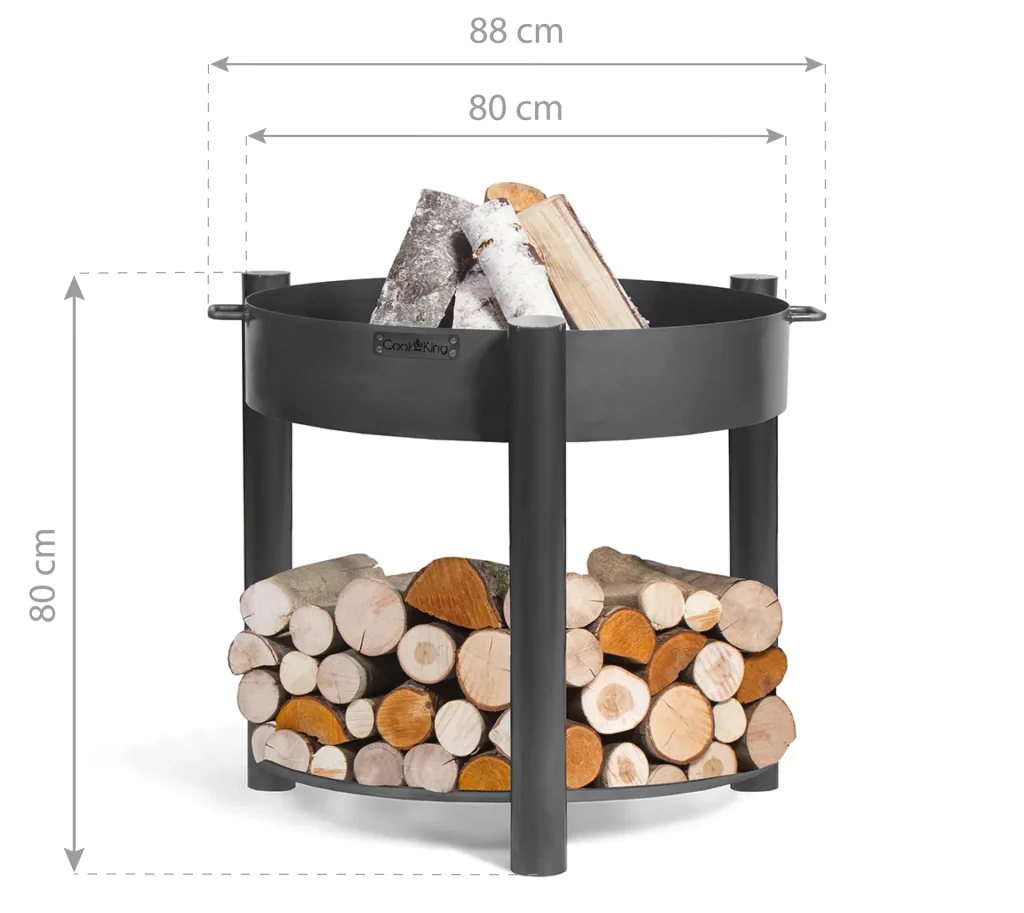 CookKing Feuerschale Montana 80 hoch, inklusive Holzlager