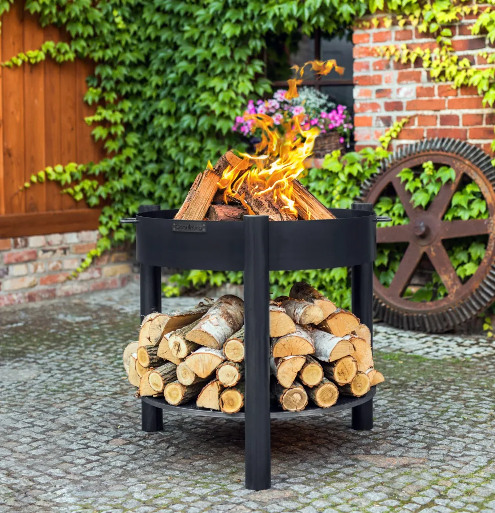 CookKing Feuerschale Montana 80 hoch, inklusive Holzlager
