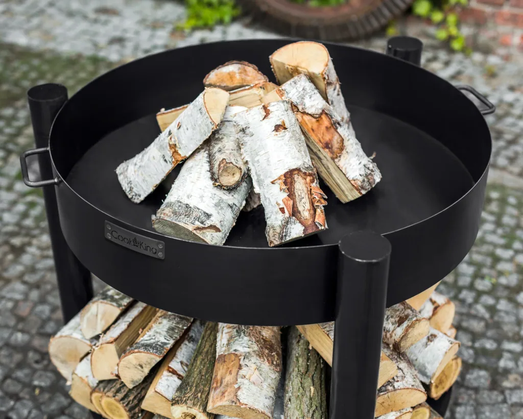 CookKing Feuerschale Montana 80 hoch, inklusive Holzlager