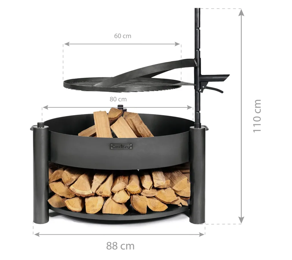 CookKing Feuerschale Montana X, inklusive Holzlager & Zubehör