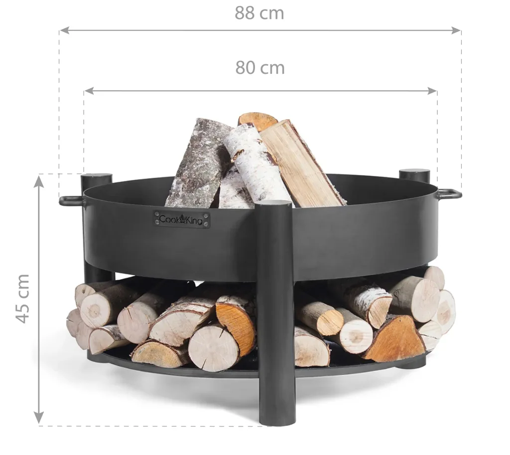 CookKing Feuerschale Montana 80, inklusive Holzlager