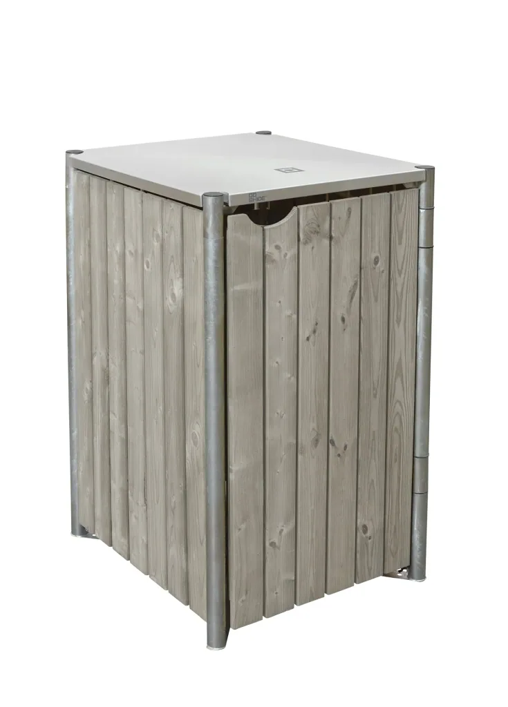 Mülltonnenbox 1-fach, Holz natur grau, für 240 l Tonnen