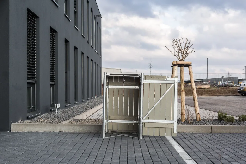 Mülltonnenbox 1-fach, Holz natur grau, für 240 l Tonnen