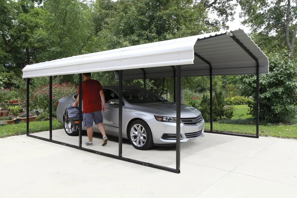 Stahlcarport Neapel 602 x 370 cm, schwarz-gau