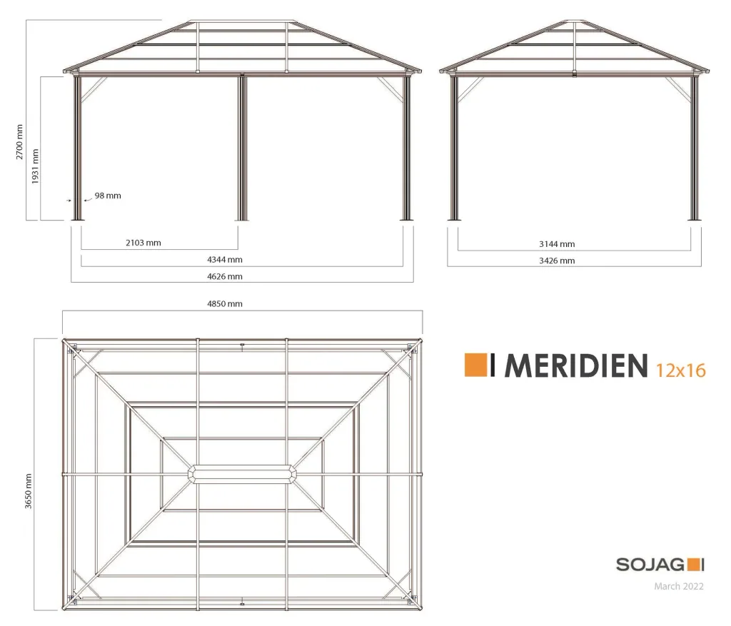Sojag Vorhang-Set passend zum Pavillon Meridien 12x16
