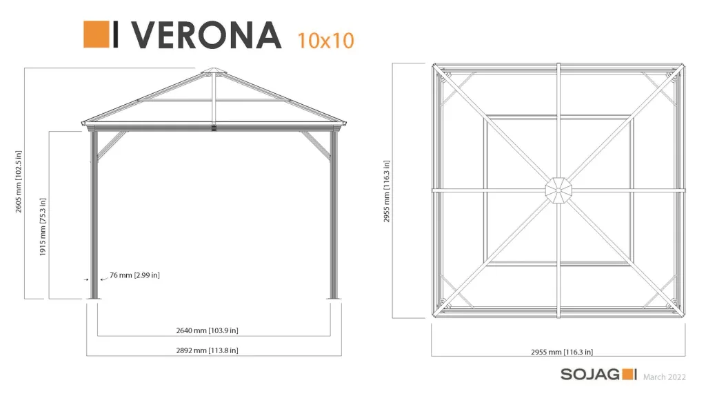 Sojag Vorhang-Set passend zum Pavillon Verona 10x10