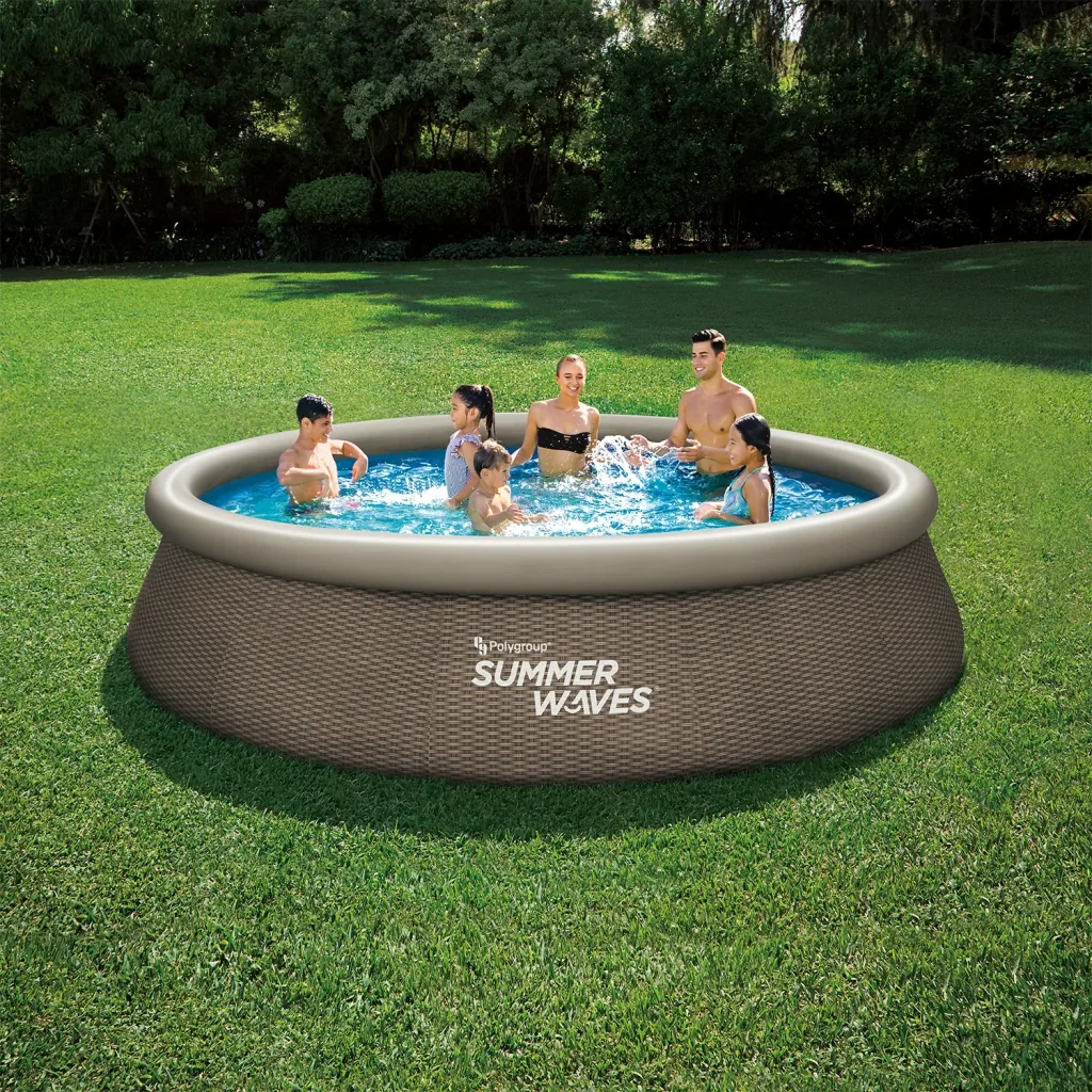 Rundpool 396 x 84 cm, Rattan braun