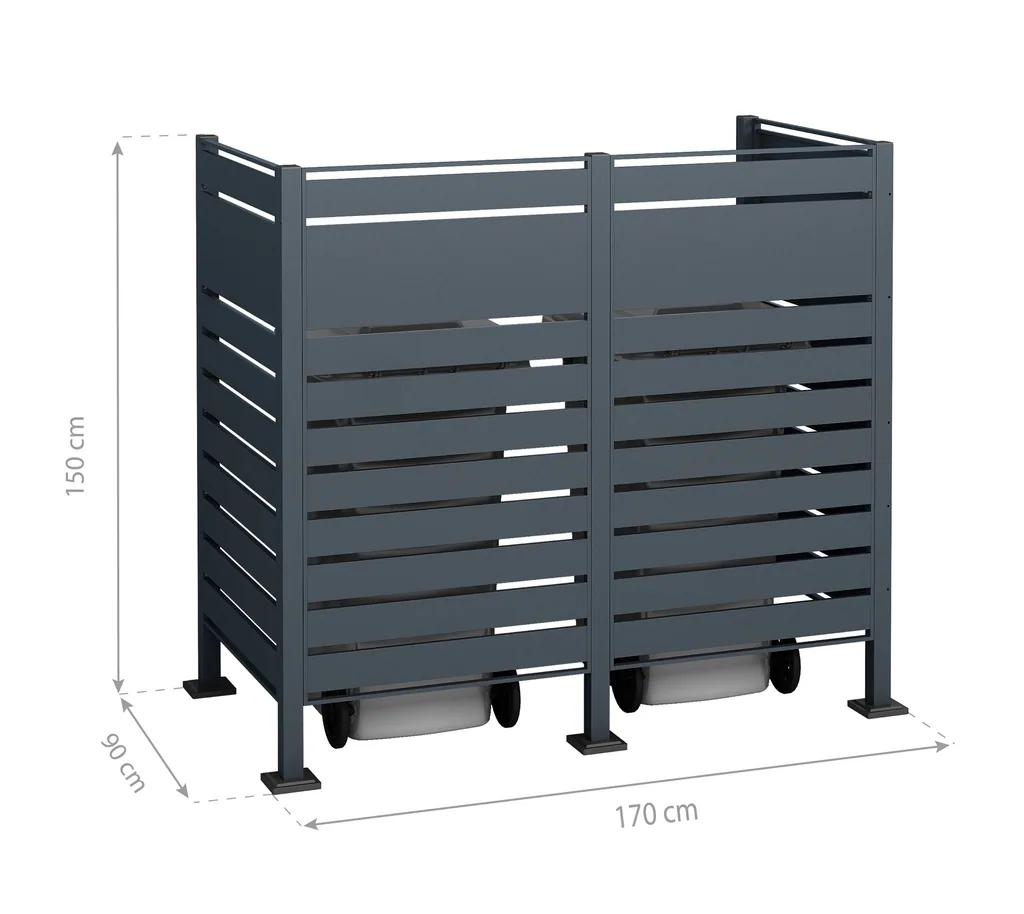 Westmann Mülltonnenverkleidung Planum 2er 150 cm anthrazit (2× 240 L)