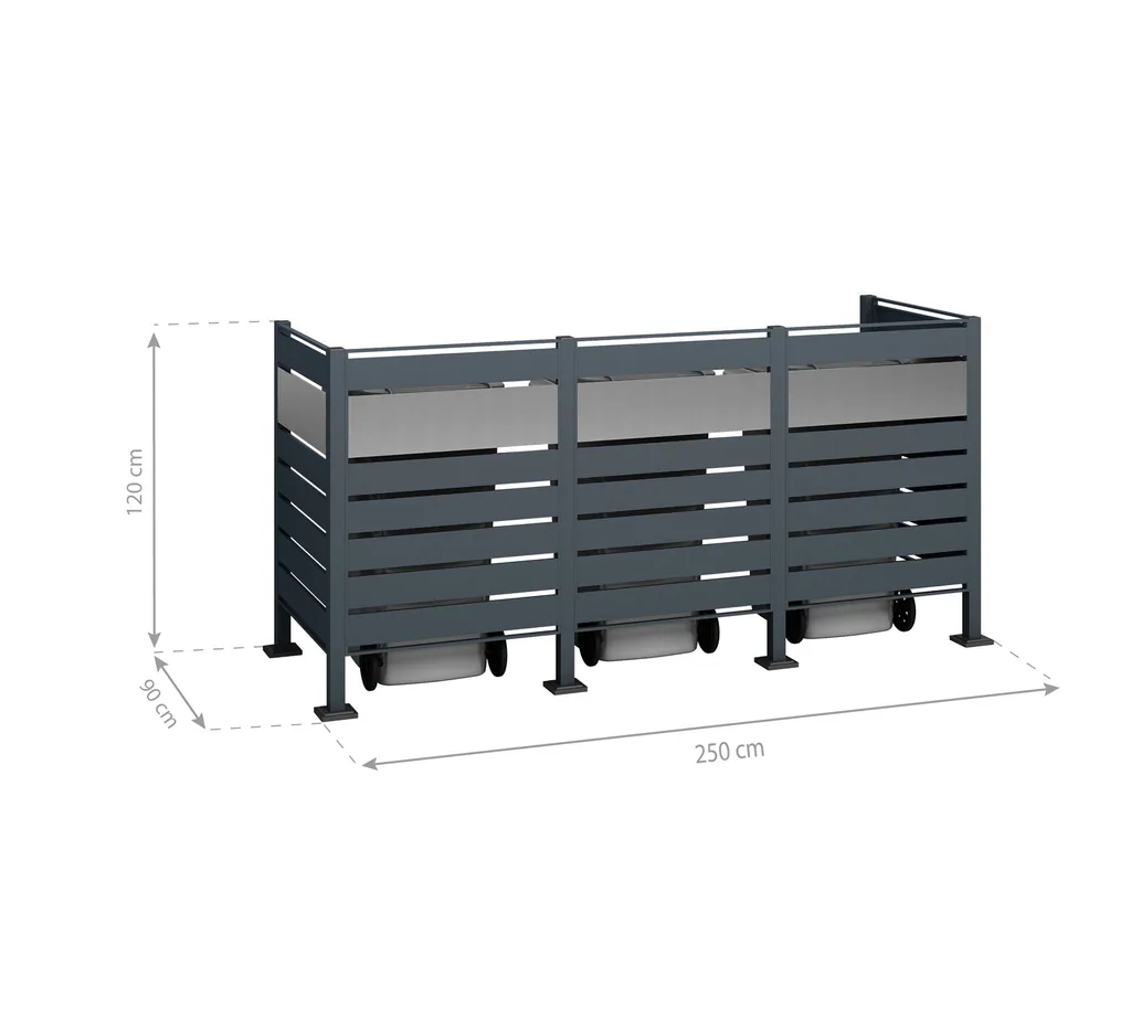 Westmann Mülltonnenverkleidung Planum 3er 120 cm anthrazit (3× 240 L)