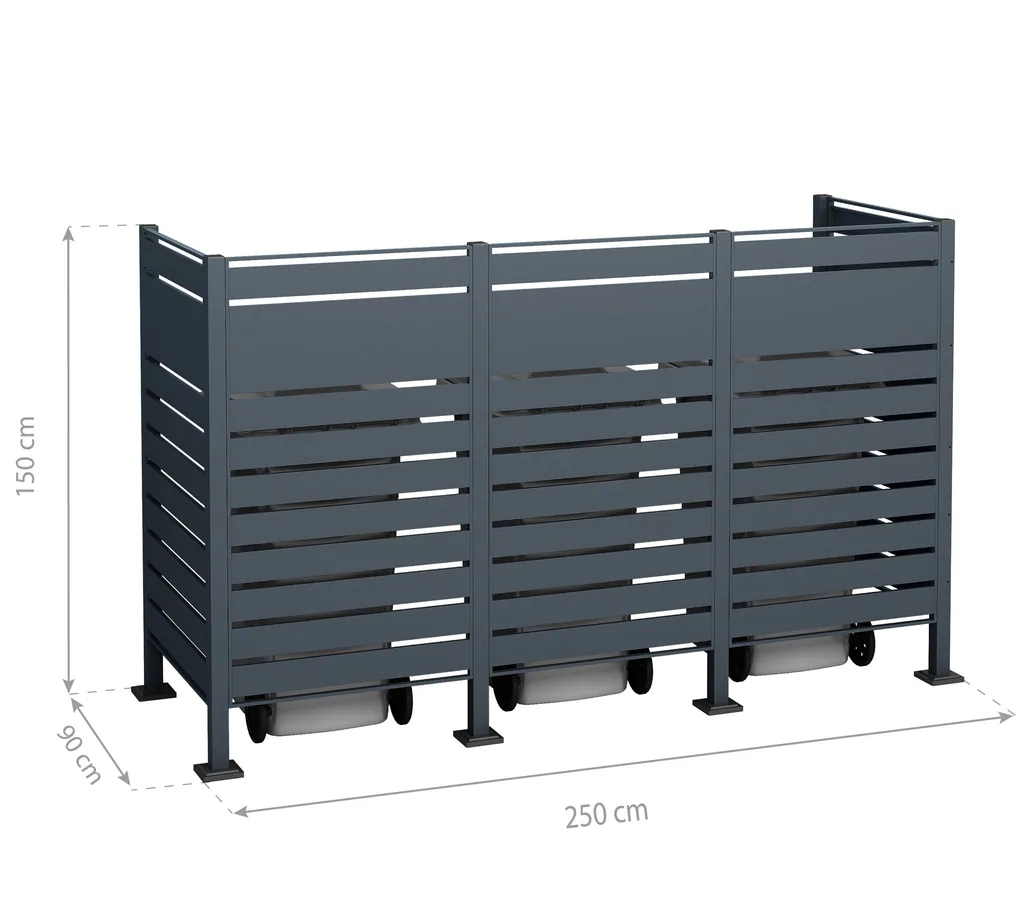Westmann Mülltonnenverkleidung Planum 3er 150 cm anthrazit (3× 240 L)