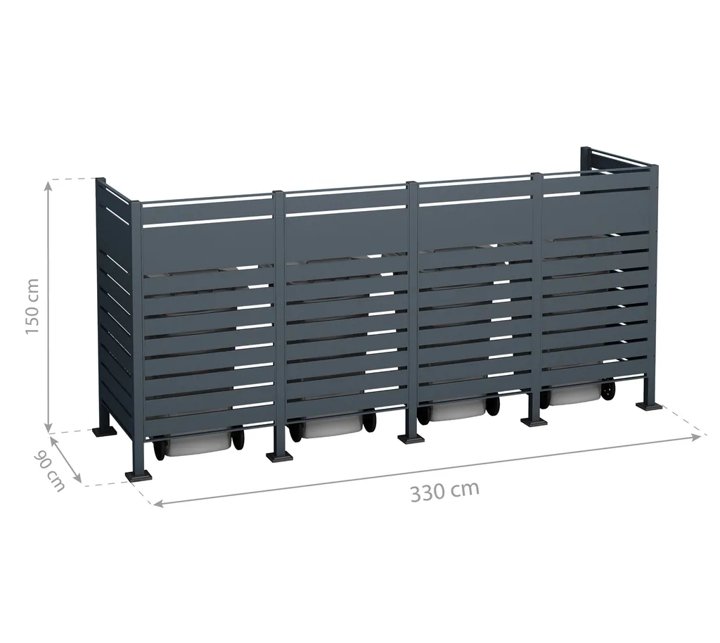 Westmann Mülltonnenverkleidung Planum 4er 150 cm anthrazit (4× 240 L)