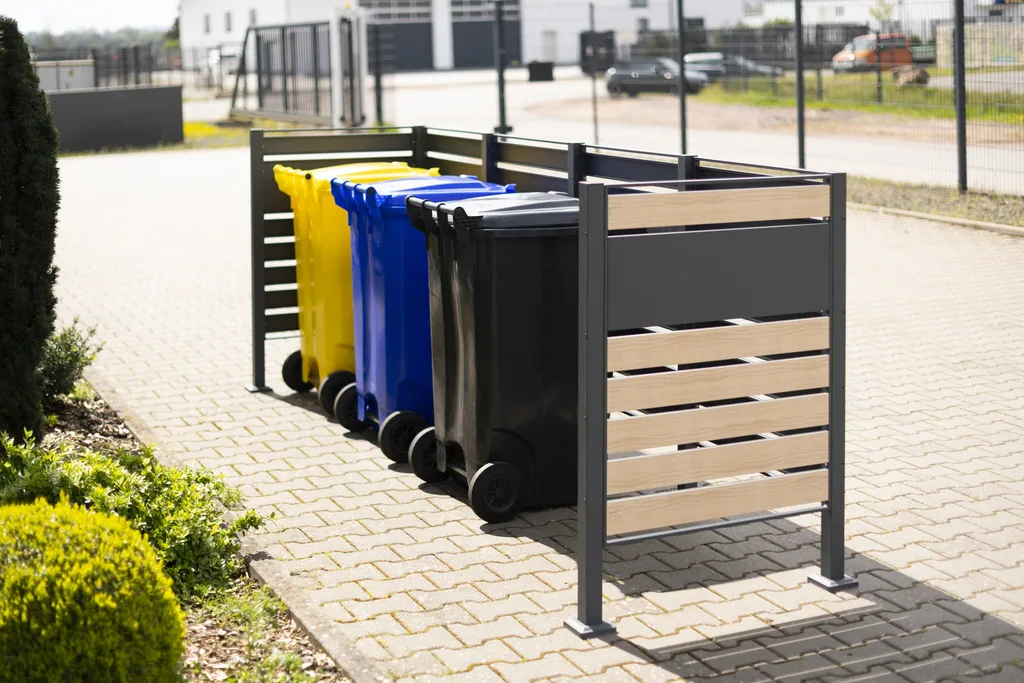 Westmann Mülltonnenverkleidung Planum 4er 120 cm holzoptik (4× 240 L)