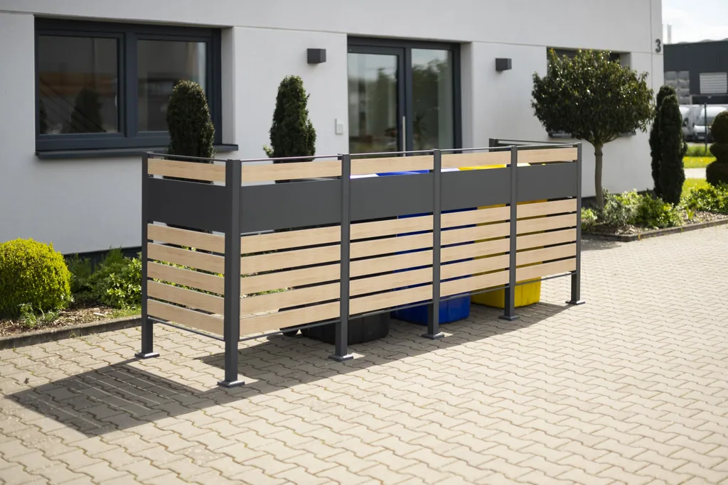 Westmann Mülltonnenverkleidung Planum 4er 120 cm holzoptik (4× 240 L)