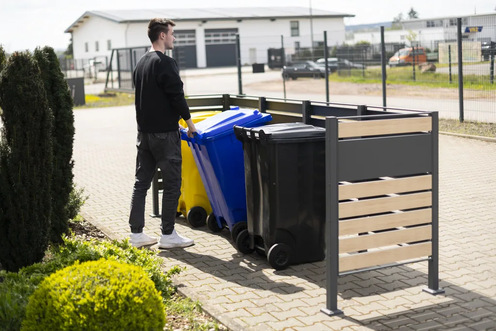 Westmann Mülltonnenverkleidung Planum 4er 120 cm holzoptik (4× 240 L)