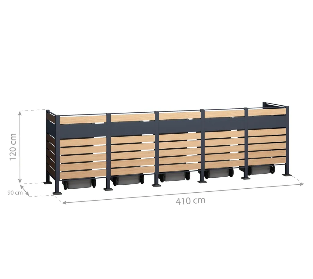 Westmann Mülltonnenverkleidung Planum 5er 120 cm holzoptik (5× 240 L)
