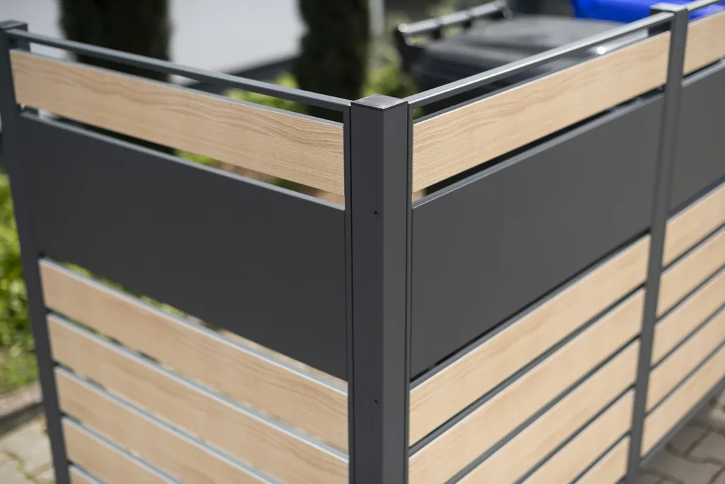Westmann Mülltonnenverkleidung Planum 5er 120 cm holzoptik (5× 240 L)