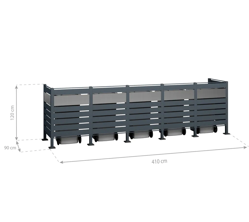 Westmann Mülltonnenverkleidung Planum 5er 120 cm anthrazit (5× 240 L)