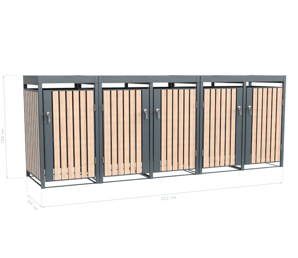 Westmann Mülltonnenbox Planta 5er anthrazit (5× 240 L)