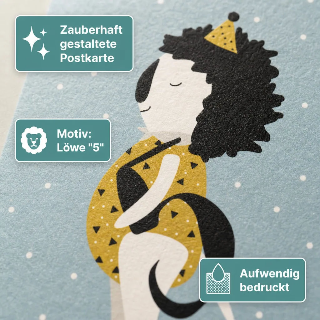 Ava & Yves Postkarte Löwe "5"