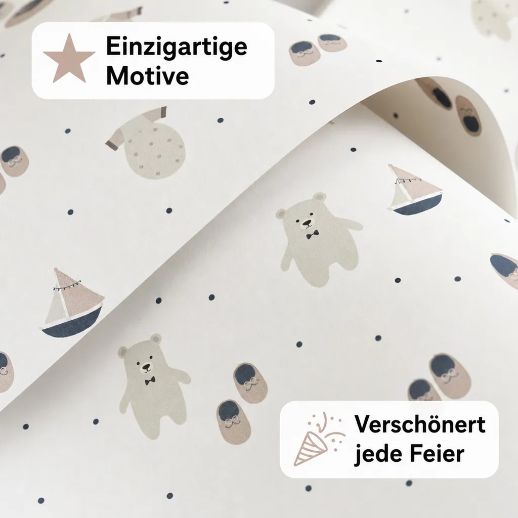 Ava & Yves Geschenkpapier Bär/Schiff/Schuhe