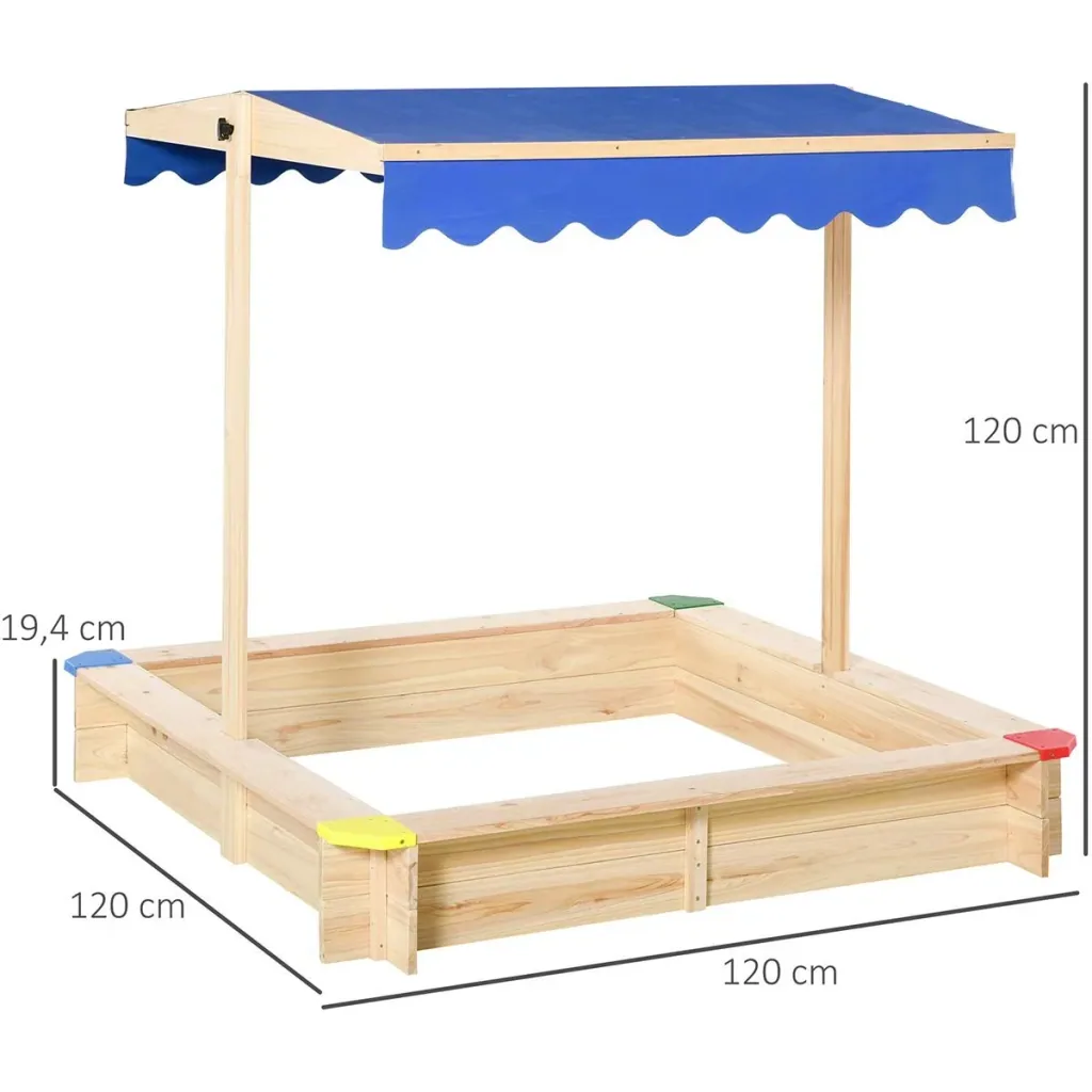 Sandkiste mit verstellbarem Dach naur, blau