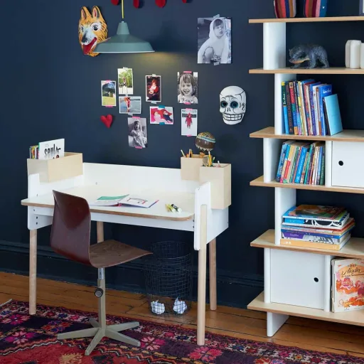 Oeuf Bücherregal Mini Library schmal Birke mit weiß