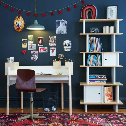 Oeuf Bücherregal Mini Library schmal Birke mit weiß