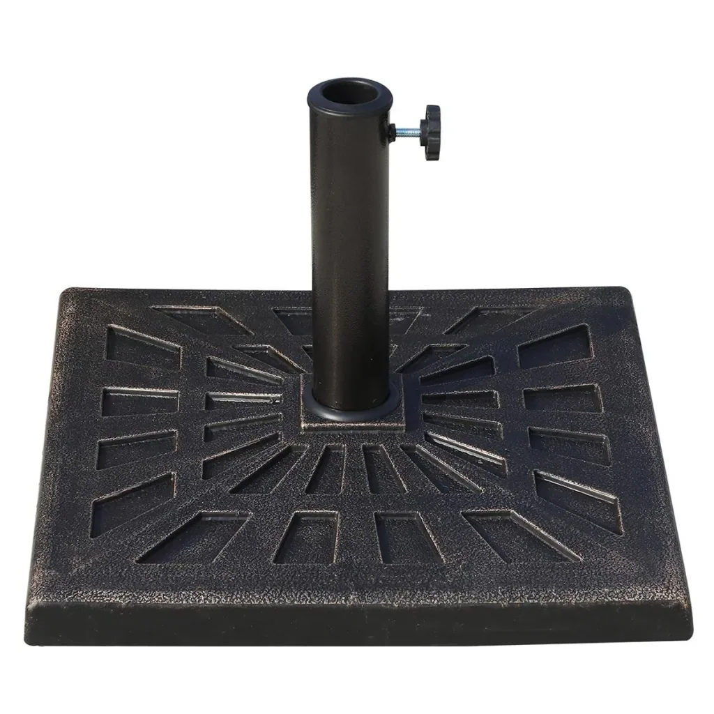 Sonnenschirmständer 15 kg Schirmhalter Regenschirm Base für Ø38 mm Ø48 mm Kunstharz Schwarz 47 x47 x 32 cm
