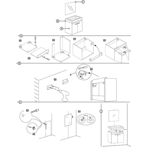 Badezimmermöbel Flow - Knock-Down - 60cm - Gris Eiche