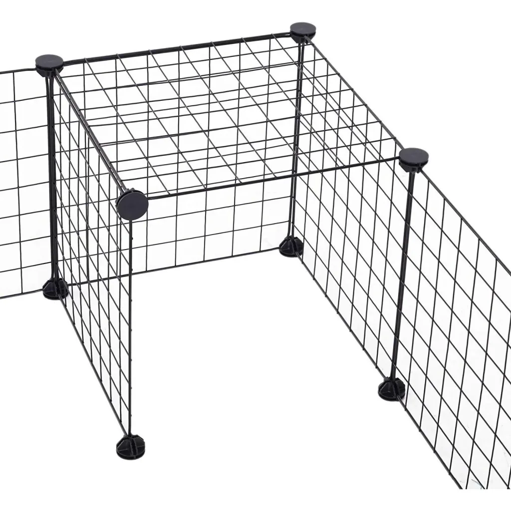 Laufstall Laufgehege Kleintierkäfig Metallgitter Freigehege flexibel umformbar Schwarz 106 x 73 x 36 cm