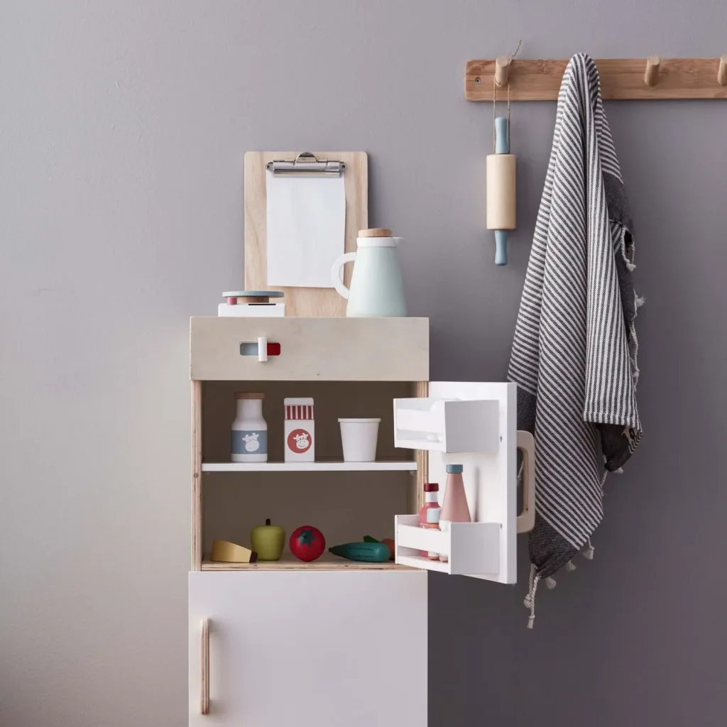 Kids Concept Kühlschrank Holz weiss mit natur