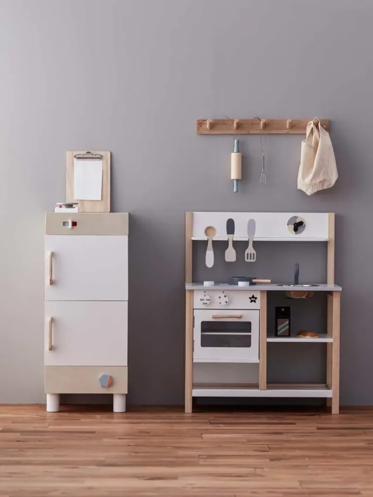 Kids Concept Kühlschrank Holz weiss mit natur