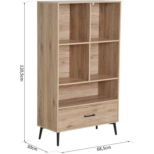 Bücherregal Wandregal Standregal 5 Fächer Eichenholz