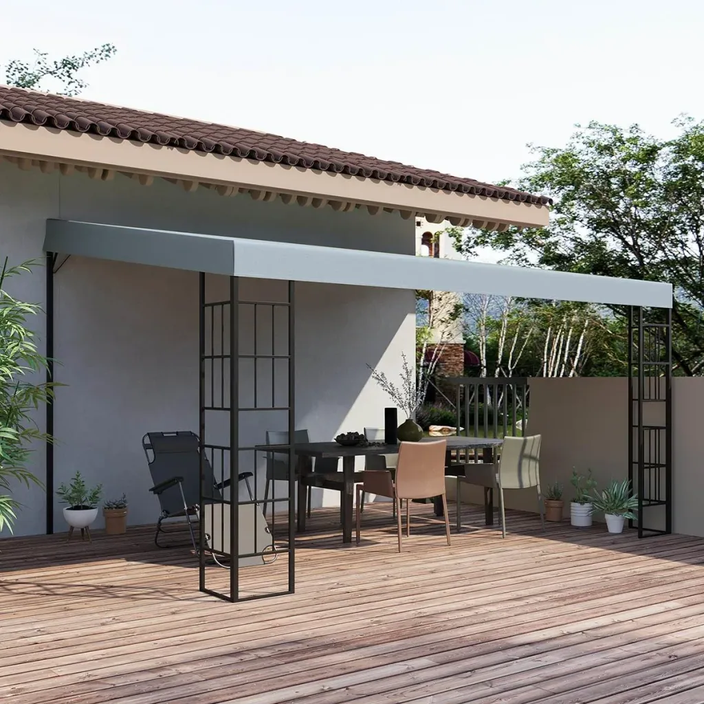 Pavillon 4 x 3 m Partyzelt Stahl Polyester Grau