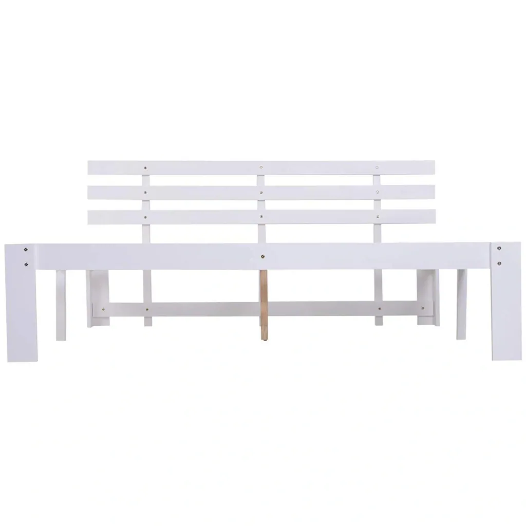 Bett Holzbett Bettgestell Doppelbett Kiefer massiv inkl. Lattenrost einfache Montage mit Stauraum Weiß 214 x 165 x 82 cm