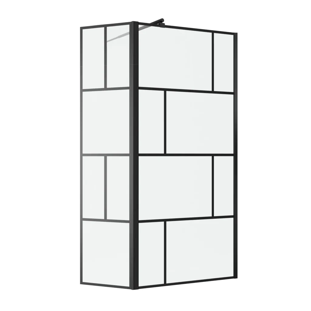 Duschwand in modernem Design 90+40 x 195 cm - Glasdusche mit matt schwarzen Wandprofil - inklusive Wandhalterung