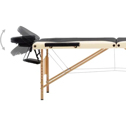 Klappbarer Massagetisch 3 Zonen Holz schwarz und beige