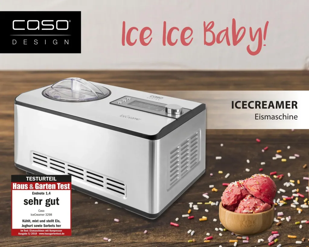 IceCreamer Eismaschine 2 Liter - Kompressor-Eismaschine 180 Watt