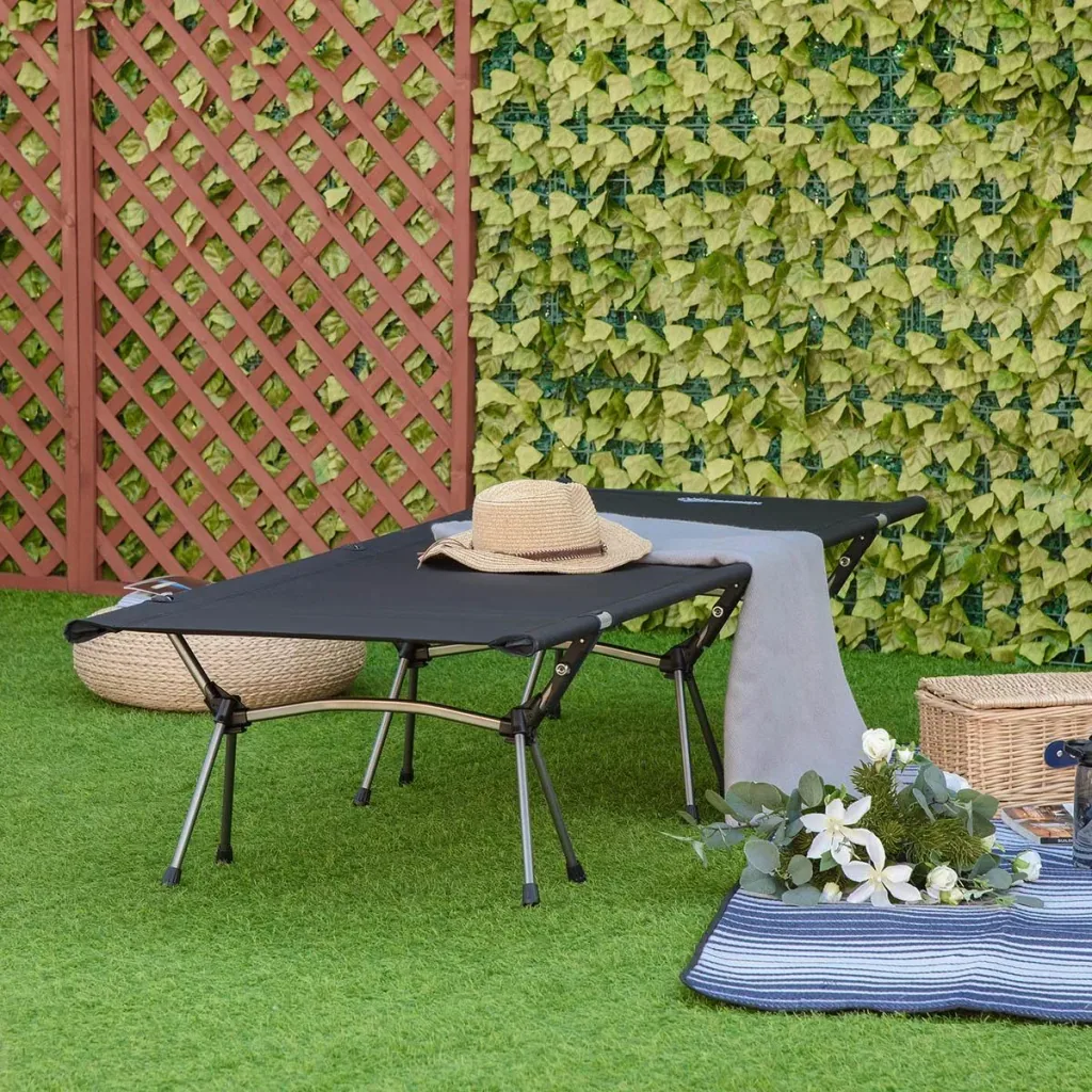 Campingbett bis 150kg schwarz 190 x 65 x 38 cm