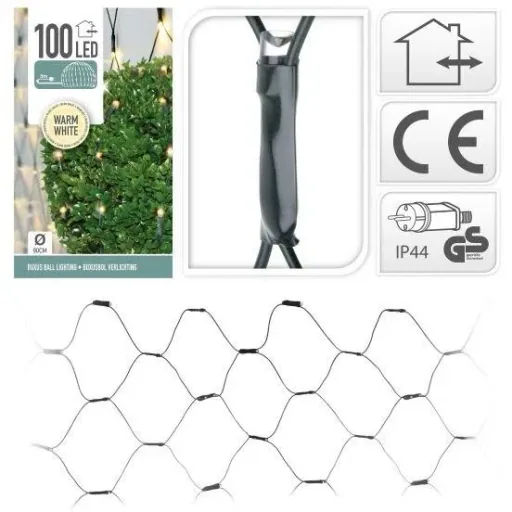 Buchsbaum-Kugelnetz SET von 2 - 100 LED Warm-Weiß Ø 90cm - Strauch
