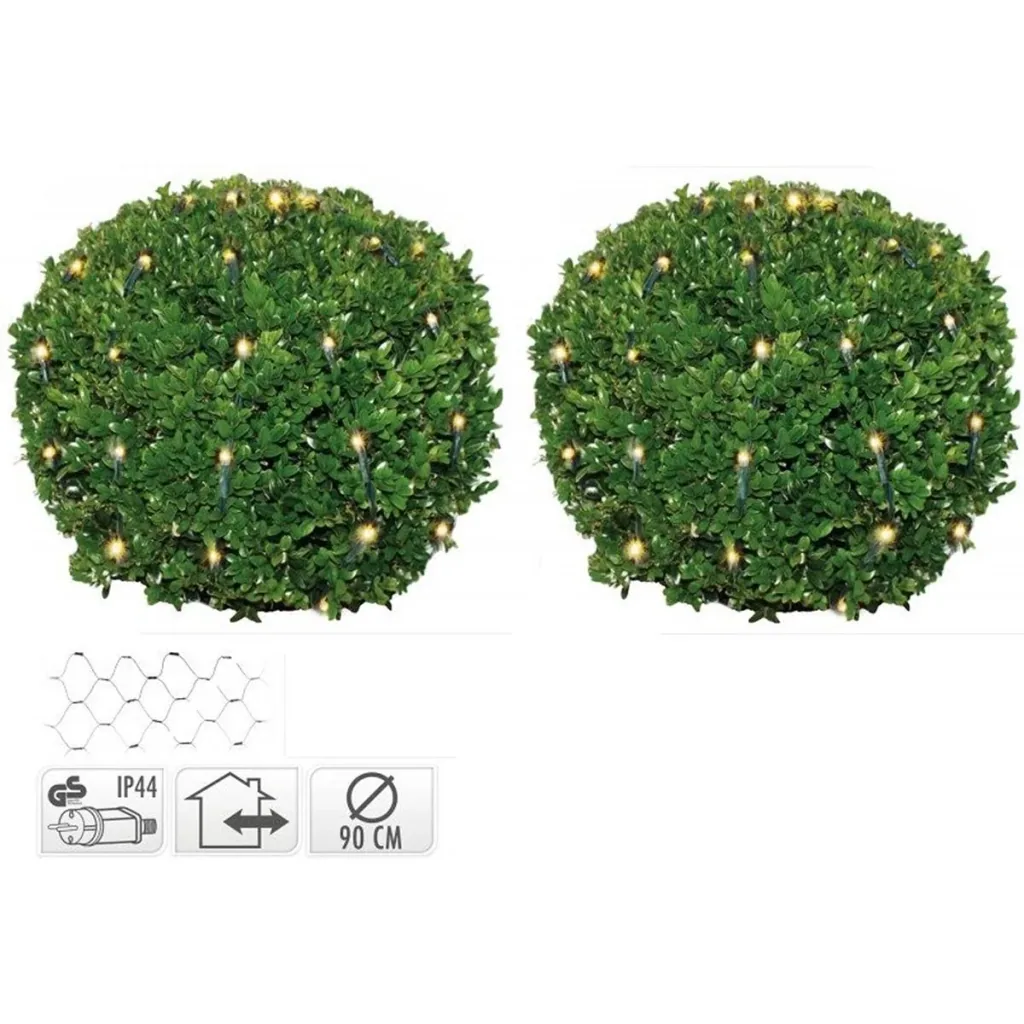 Buchsbaum-Kugelnetz SET von 2 - 100 LED Warm-Weiß Ø 90cm - Strauch