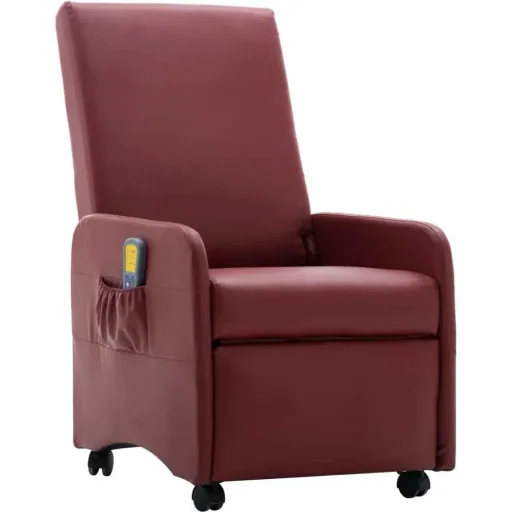 Massagesessel verstellbar Kunstleder weinrot