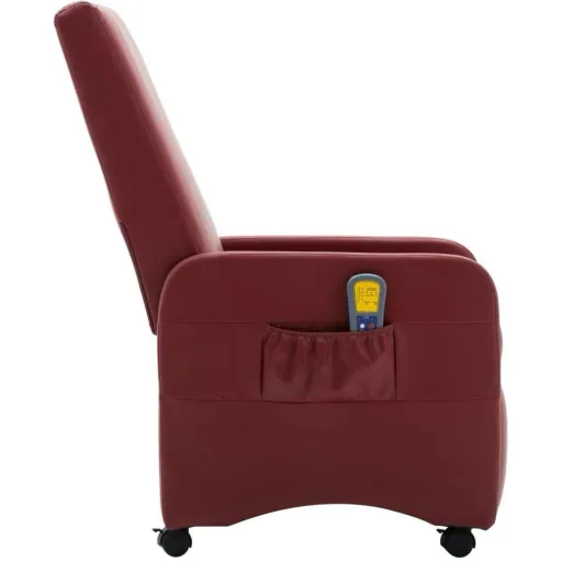 Massagesessel verstellbar Kunstleder weinrot