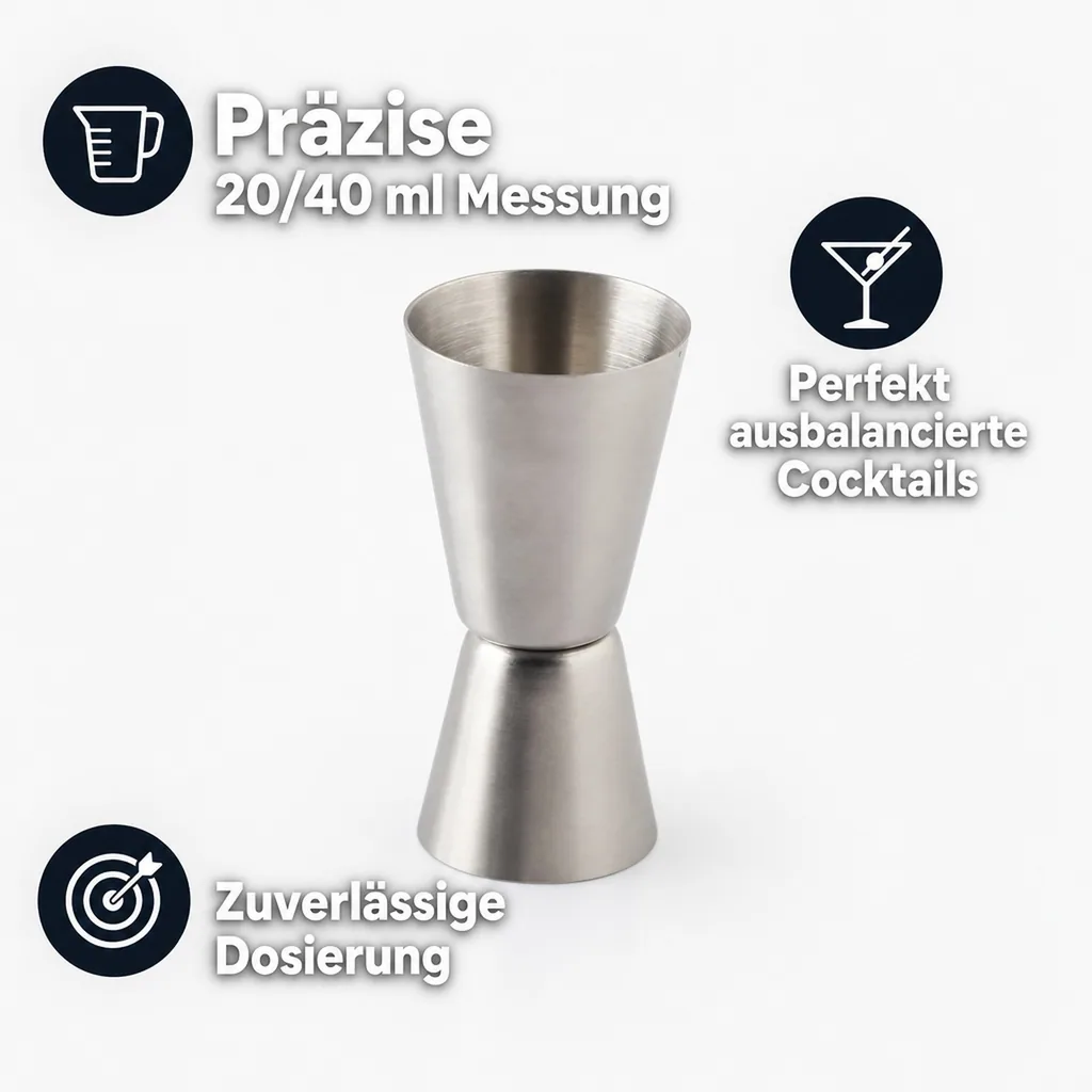 Jigger, Cocktail Messbecher - Edelstahl 20/40 ml