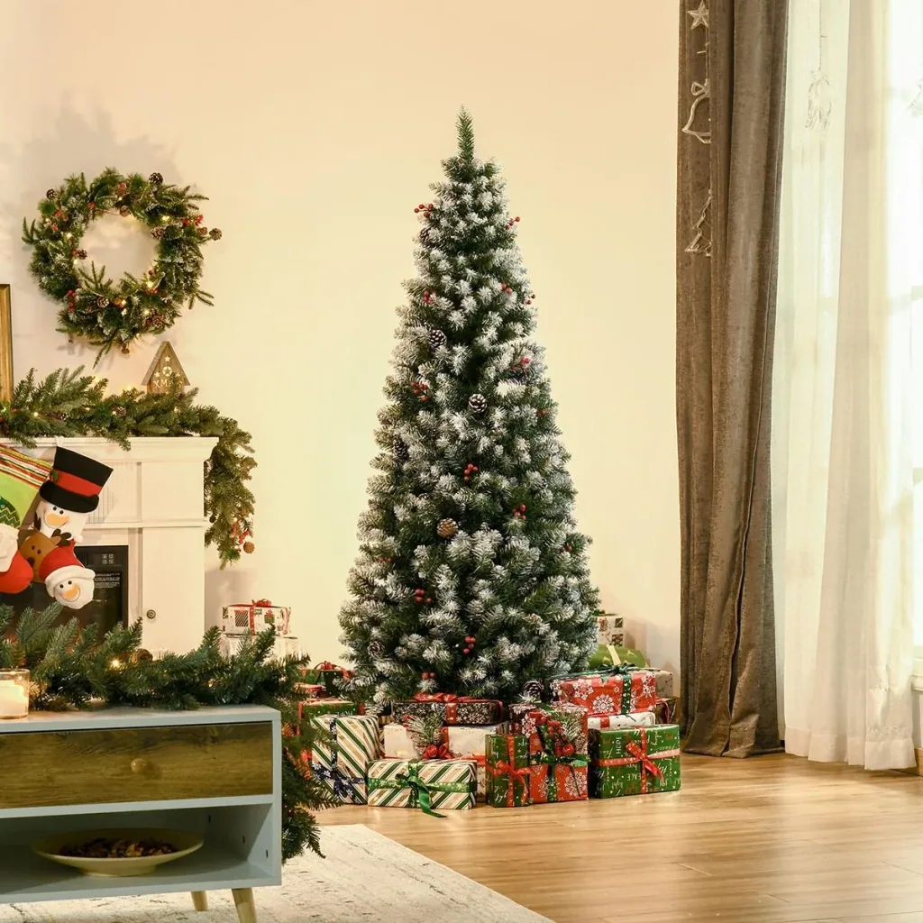 künstlicher Weihnachtsbaum mit 618 Astspitzen 180 cm Christbaum einfacher Aufbau Tannenbaum PVC Metall Grün Ø65 x 180 cm