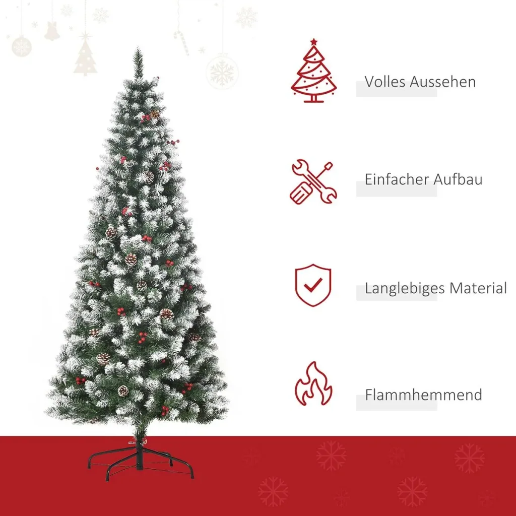 künstlicher Weihnachtsbaum mit 618 Astspitzen 180 cm Christbaum einfacher Aufbau Tannenbaum PVC Metall Grün Ø65 x 180 cm