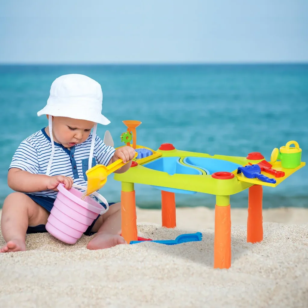 Kinder Sandkastentisch mit 16-tlg, Zubehör