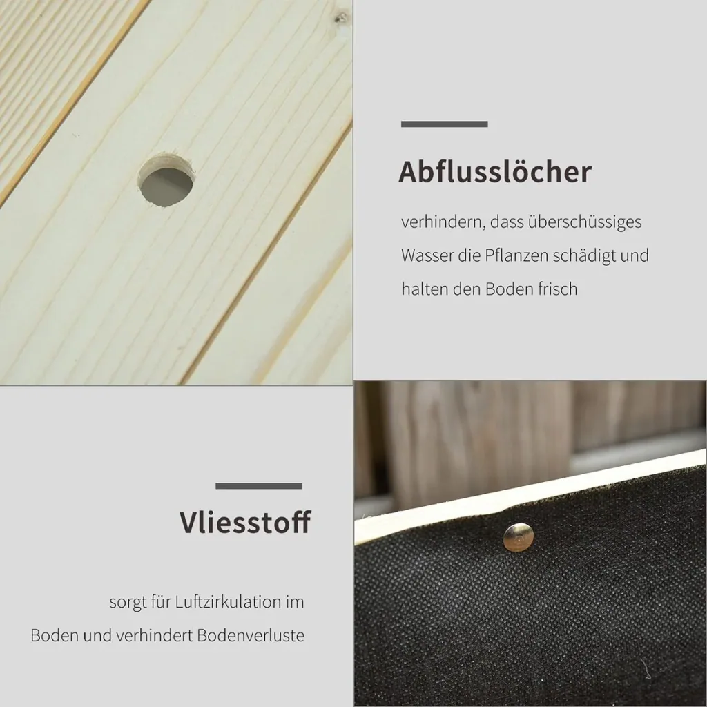 Hochbeet mit Rädern und Regalboden Natur