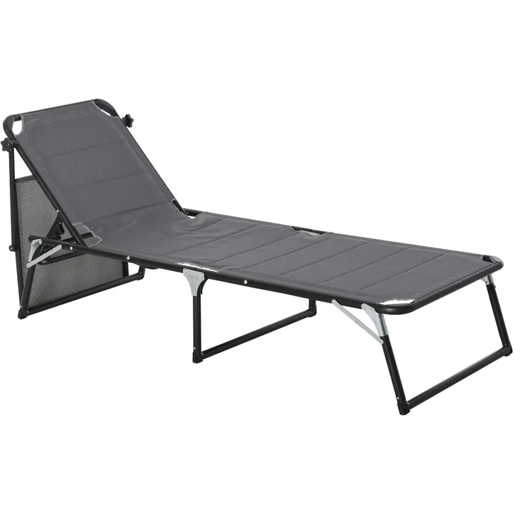 Gartenliege mit Sonnenschutz dunkelgrau