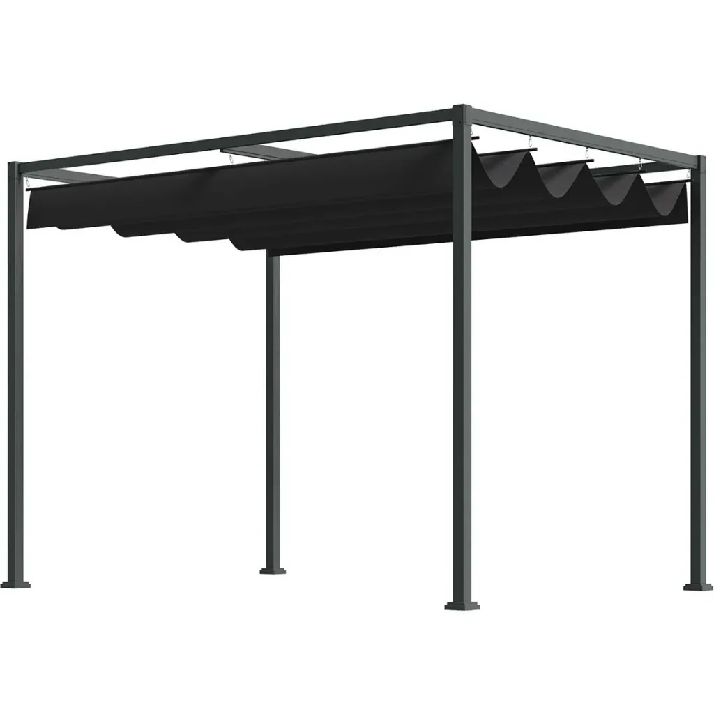 Pavillon/Gartenüberdachung - mit Schiebedach - Polyester - Schwarz - 298 x 213 x 222 cm